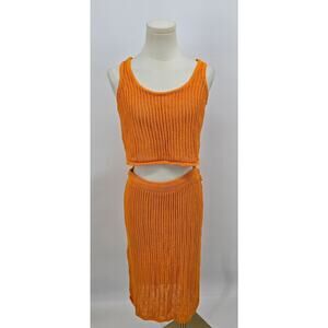 A New Day Saffron Orange Knit Tank & Skirt Set